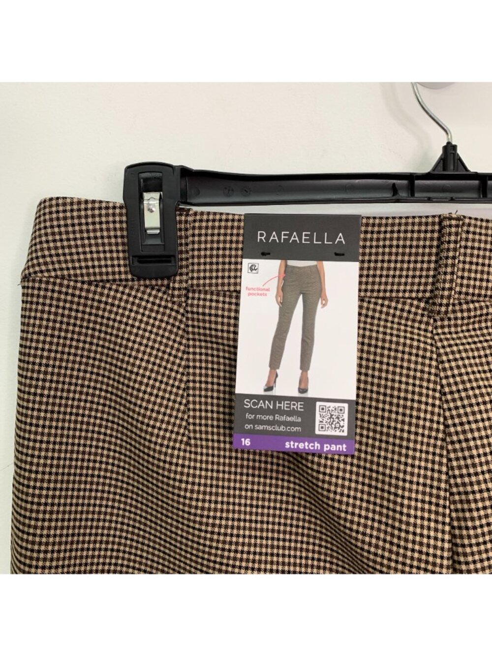 Rafaella Women's Pants 16 Pull-On Stretch Pant Khaki Houndstooth Size 16 - Picture 4 of 8